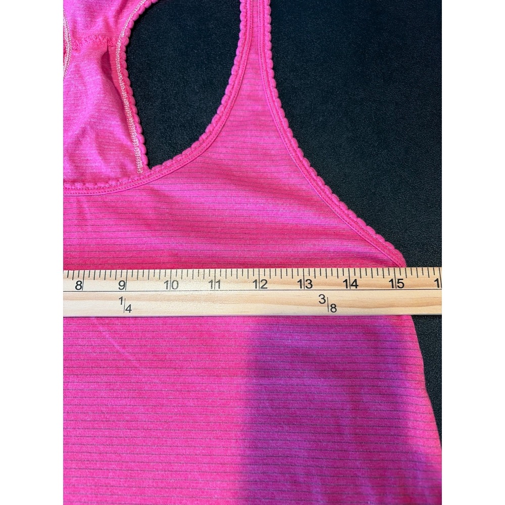 Lululemon Pink Striped Racerback Tank Top Scalloped Trim Activewear Size 2 - Picture 4 of 6